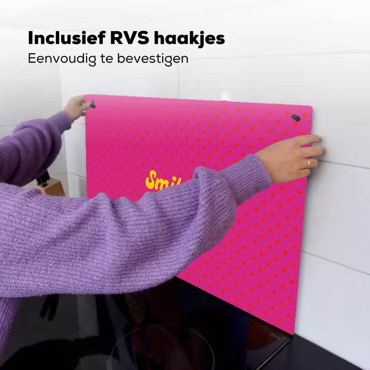 Smile - Stippen - Geel - Smiley - Roze Inductie beschemer met haakjes klein -ky-ophangen-nl