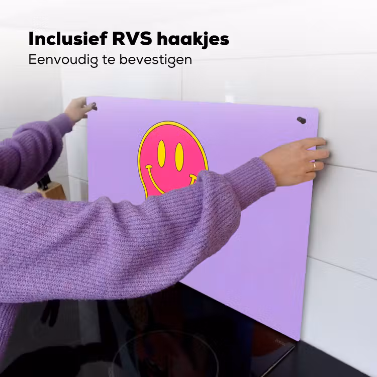 Smiley - Drip - Neon Inductie beschemer met haakjes klein -ky-ophangen-nl