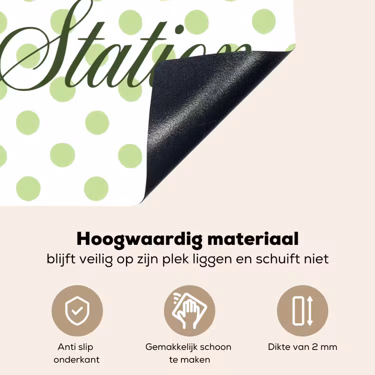 Snack Station - Groen - Stippen Inductie beschemer met haakjes klein -ky-onderkant-nl