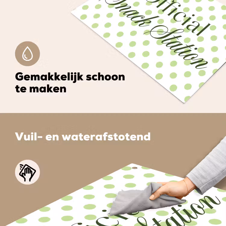 Snack Station - Groen - Stippen Inductie beschemer met haakjes klein -ky-schoon-nl
