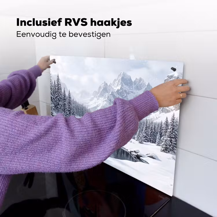 Sneeuwlandschap - Bergen - Rivier - Winter Inductie beschemer met haakjes klein -ky-ophangen-nl