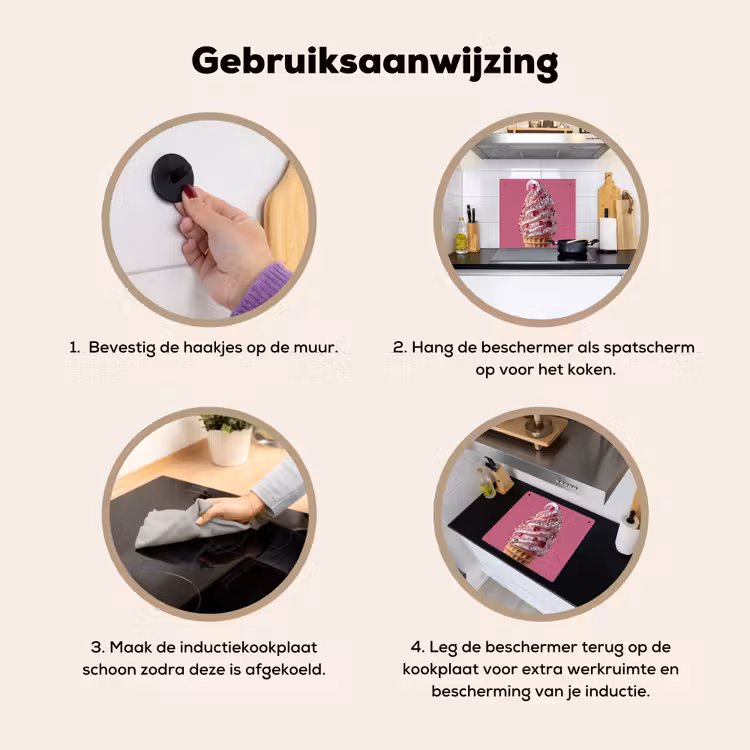 Softijs - Edelstenen - Roze - Hoorntje Inductie beschemer met haakjes middel -ky-gebruik-nl