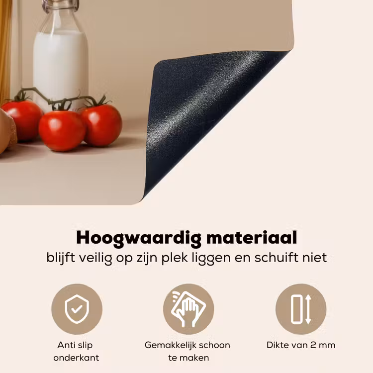 Spaghetti - Melk - Tomaten - Eieren - Brood Inductie beschemer met haakjes klein -ky-onderkant-nl