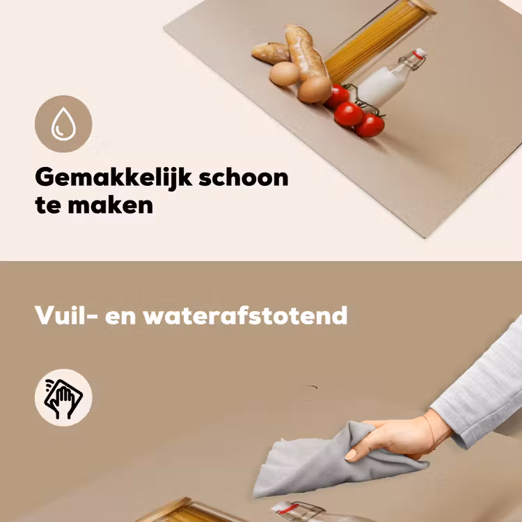 Spaghetti - Melk - Tomaten - Eieren - Brood Inductie beschemer met haakjes klein -ky-schoon-nl