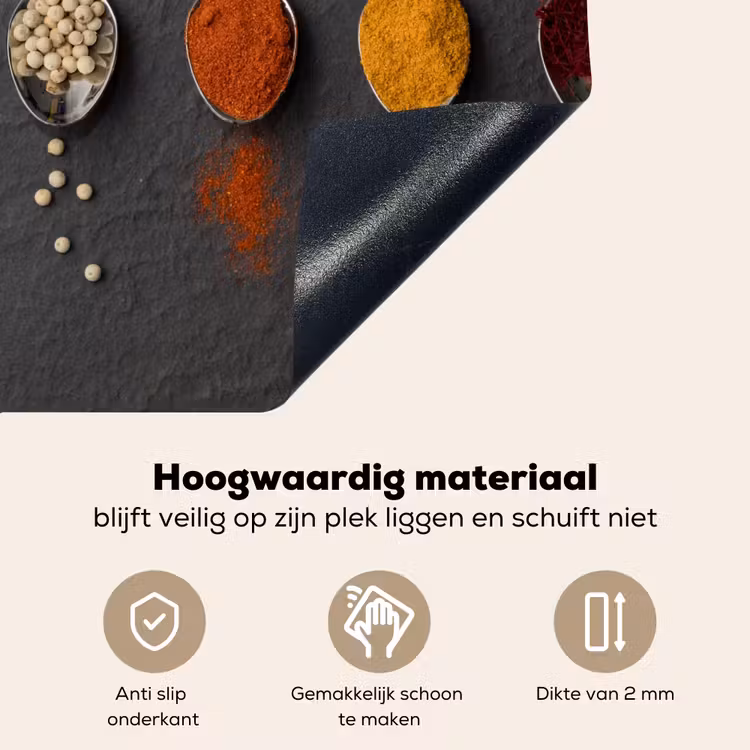Specerijen - Lepels - Tafel - Rustiek - Kruiden Inductie beschemer met haakjes middel -ky-onderkant-nl