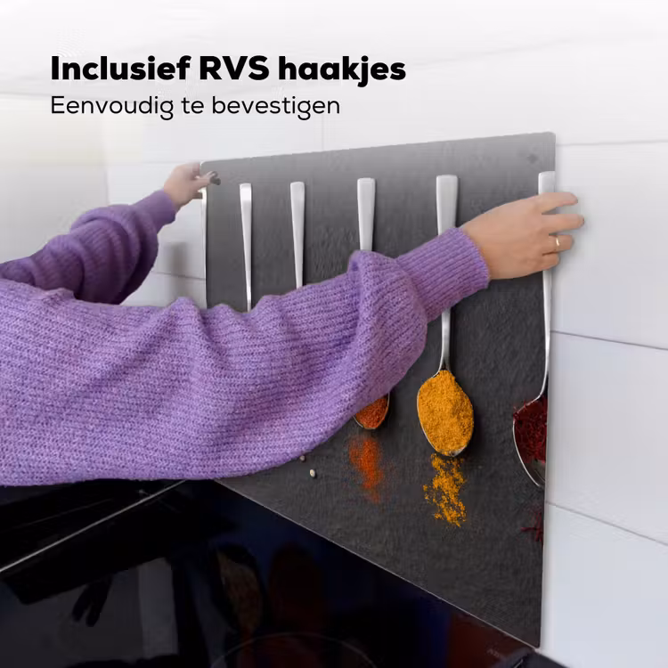 Specerijen - Lepels - Tafel - Rustiek - Kruiden Inductie beschemer met haakjes middel -ky-ophangen-nl