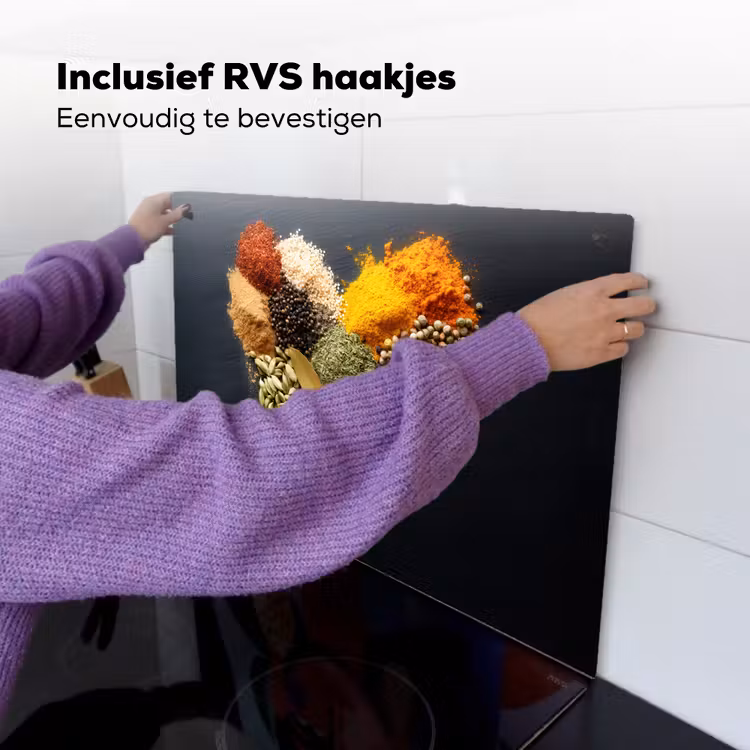 Specerijen - Mix - Hartvorm - Zwart Inductie beschemer met haakjes klein -ky-ophangen-nl