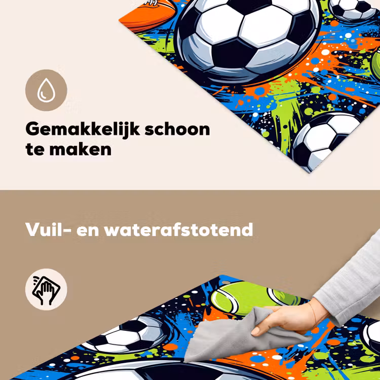 Sport - Ballen - Kleurrijk Inductie beschemer met haakjes klein -ky-schoon-nl