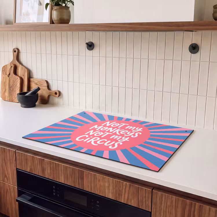 Spreuk - Grafisch - Abstract - Roze - Blauw Inductie beschemer met haakjes klein -sfeer1