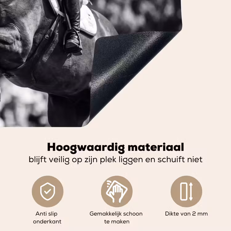 Springen - Paard - Zwart - Wit Inductie beschemer met haakjes klein -ky-onderkant-nl