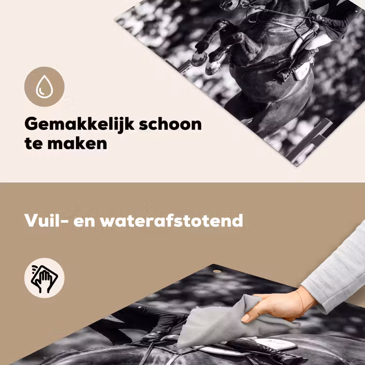 Springen - Paard - Zwart - Wit Inductie beschemer met haakjes klein -ky-schoon-nl