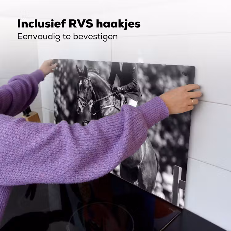Springen - Paard - Zwart - Wit Inductie beschemer met haakjes klein -ky-ophangen-nl