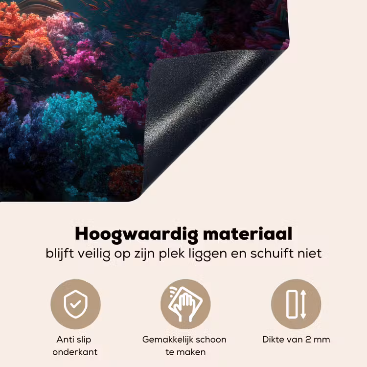 Standbeeld - Zeebodem - Koraal - Kleurrijk Inductie beschemer met haakjes middel -ky-onderkant-nl