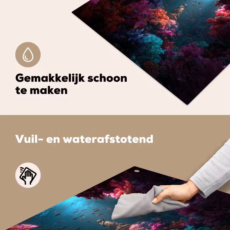Standbeeld - Zeebodem - Koraal - Kleurrijk Inductie beschemer met haakjes middel -ky-schoon-nl