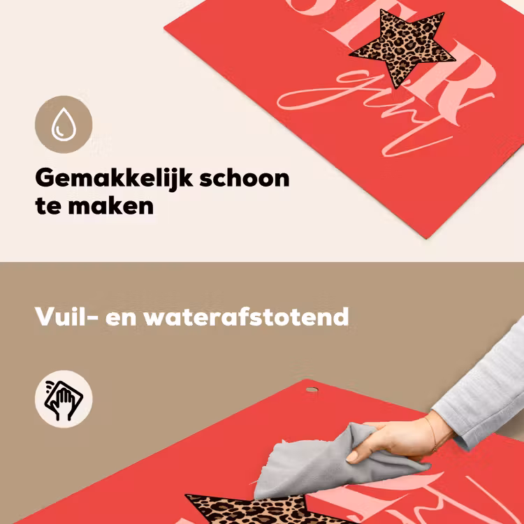 Star girl - Rood - Panter - Ster Inductie beschemer met haakjes klein -ky-schoon-nl