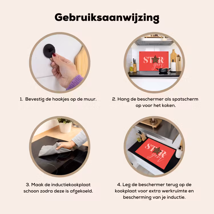 Star girl - Rood - Panter - Ster Inductie beschemer met haakjes klein -ky-gebruik-nl