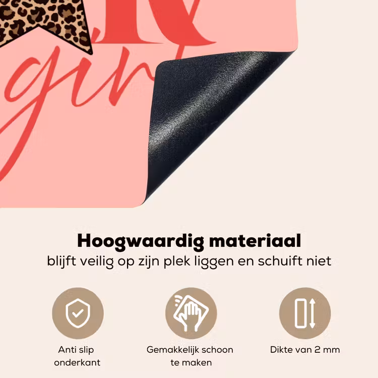 Star girl - Roze - Panter - Ster Inductie beschemer met haakjes klein -ky-onderkant-nl