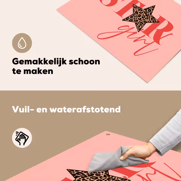 Star girl - Roze - Panter - Ster Inductie beschemer met haakjes klein -ky-schoon-nl