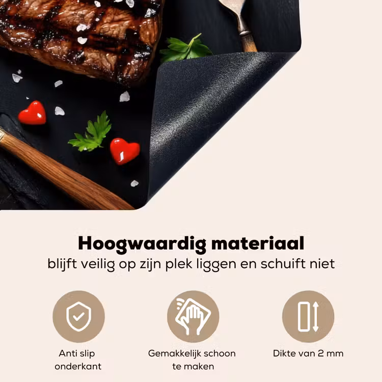 Steak - Hart - Bestek Inductie beschemer met haakjes klein -ky-onderkant-nl