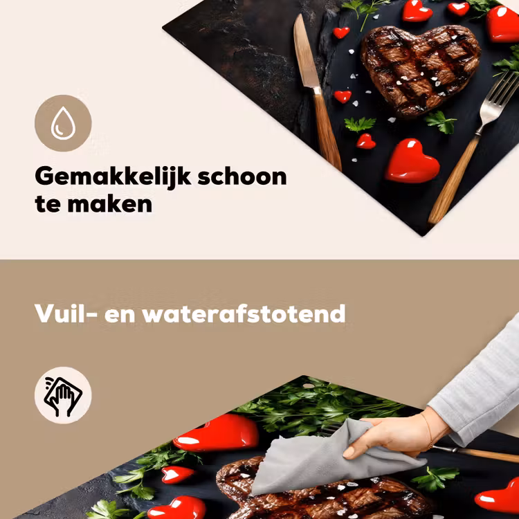 Steak - Hart - Bestek Inductie beschemer met haakjes klein -ky-schoon-nl