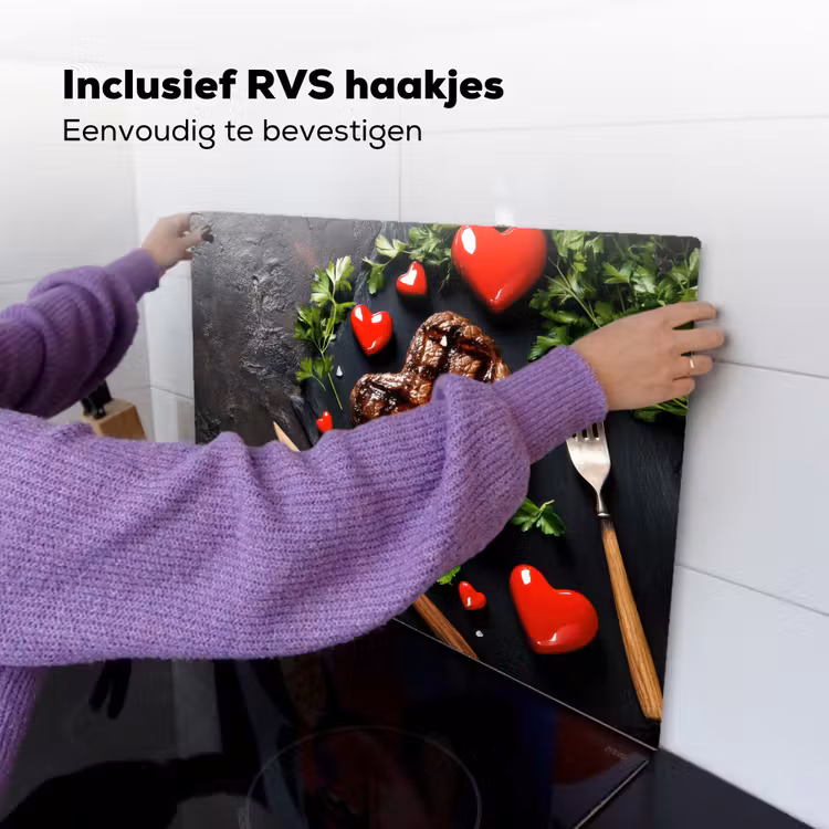 Steak - Hart - Bestek Inductie beschemer met haakjes klein -ky-ophangen-nl