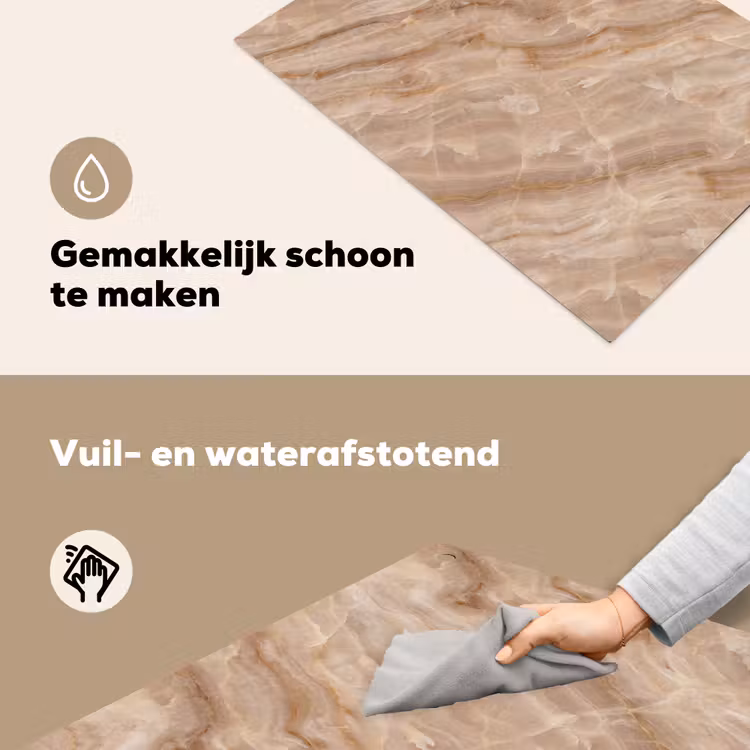Steen - Ader - Natuur - Modern - Beige Inductie beschemer met haakjes klein -ky-schoon-nl