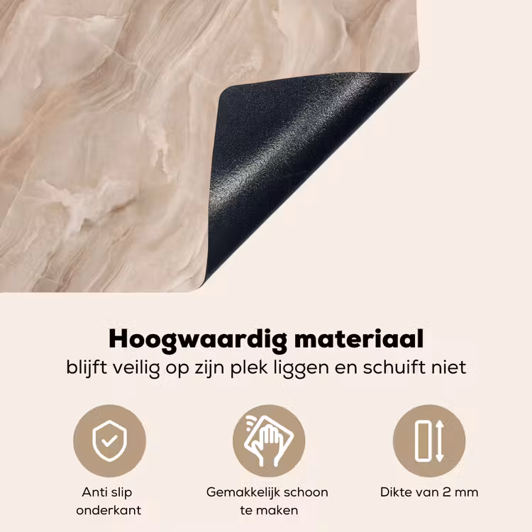 Steen - Golvend - Abstract - Beige Inductie beschemer met haakjes klein -ky-onderkant-nl