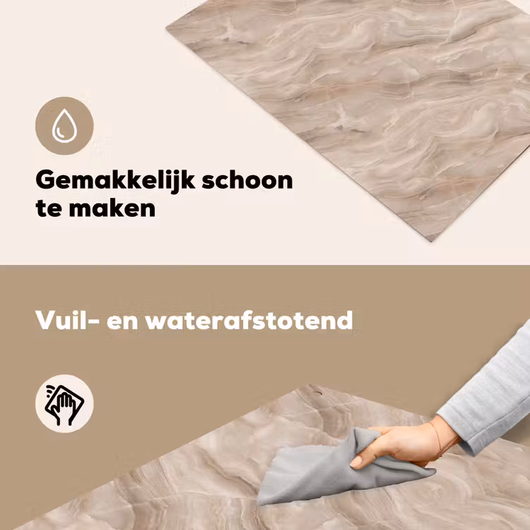Steen - Golvend - Abstract - Beige Inductie beschemer met haakjes klein -ky-schoon-nl