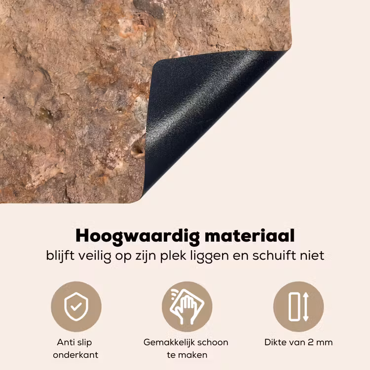 Steen - Natuur - Textuur - Abstract - Bruin Inductie beschemer met haakjes klein -ky-onderkant-nl