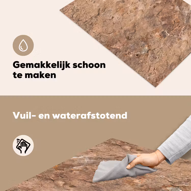Steen - Natuur - Textuur - Abstract - Bruin Inductie beschemer met haakjes klein -ky-schoon-nl