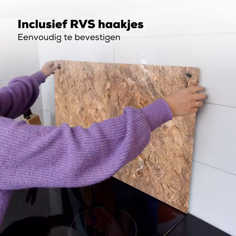 Steen - Natuur - Textuur - Abstract - Bruin Inductie beschemer met haakjes klein -ky-ophangen-nl
