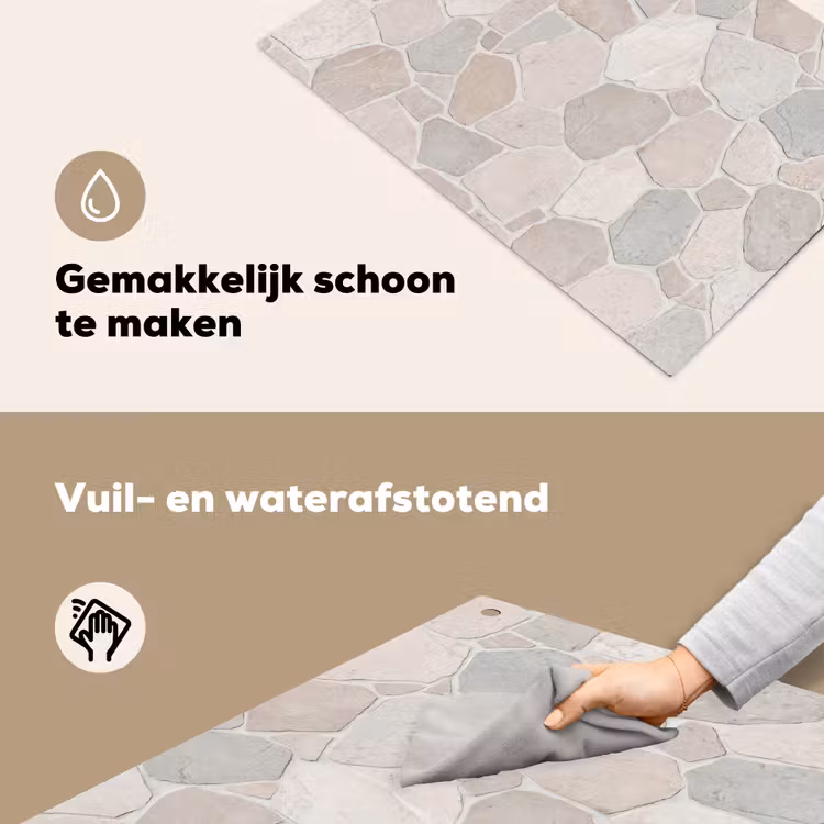 Steen - Patroon - Textuur - Beige Inductie beschemer met haakjes klein -ky-schoon-nl