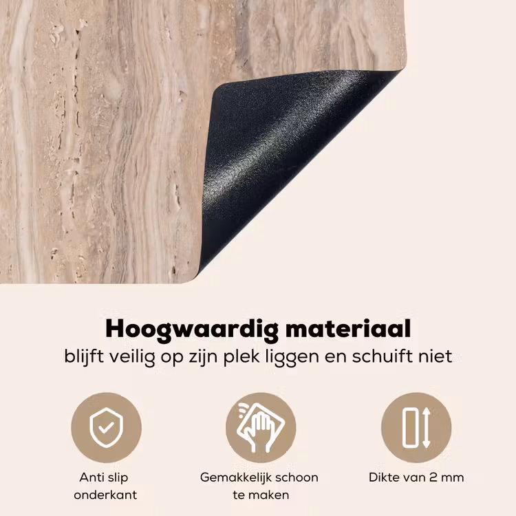 Steen - Patroon - Textuur - Natuurlijk - Beige Inductie beschemer met haakjes klein -ky-onderkant-nl