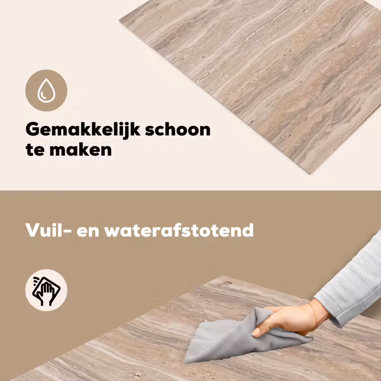 Steen - Patroon - Textuur - Natuurlijk - Beige Inductie beschemer met haakjes klein -ky-schoon-nl