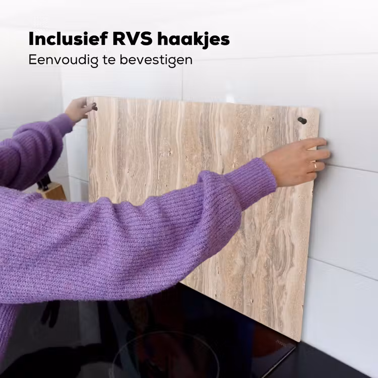 Steen - Patroon - Textuur - Natuurlijk - Beige Inductie beschemer met haakjes klein -ky-ophangen-nl