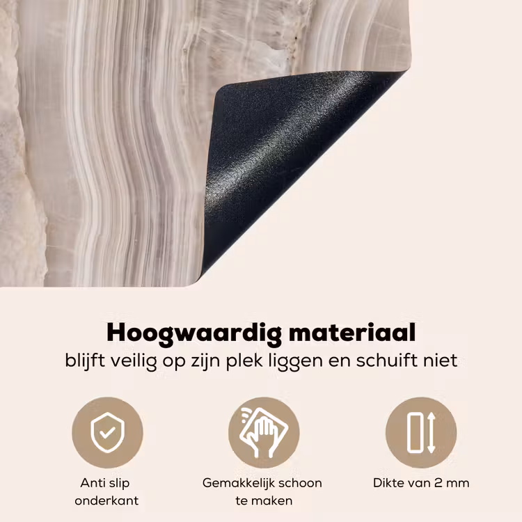 Steen - Textuur - Abstract - Beige - Wit Inductie beschemer met haakjes klein -ky-onderkant-nl