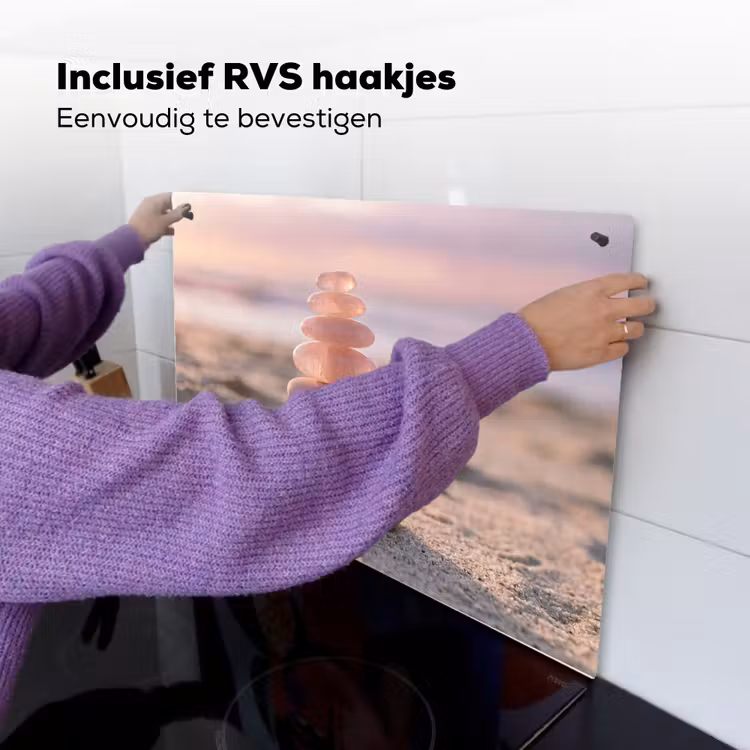 Stenen - Zand - Roze Inductie beschemer met haakjes klein -ky-ophangen-nl