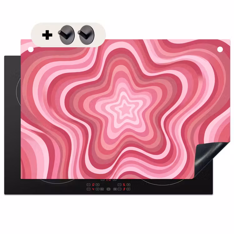 Ster - Golvend - Abstract - Roze Inductie beschemer met haakjes klein -3d