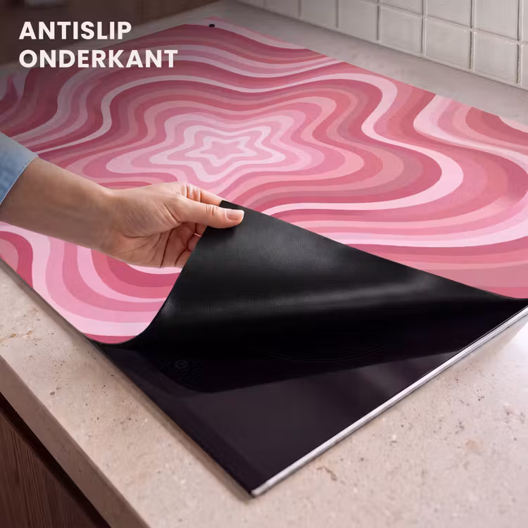 Ster - Golvend - Abstract - Roze Inductie beschemer met haakjes klein -ky-onderkant-nl