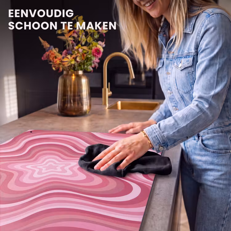 Ster - Golvend - Abstract - Roze Inductie beschemer met haakjes klein -ky-schoon-nl