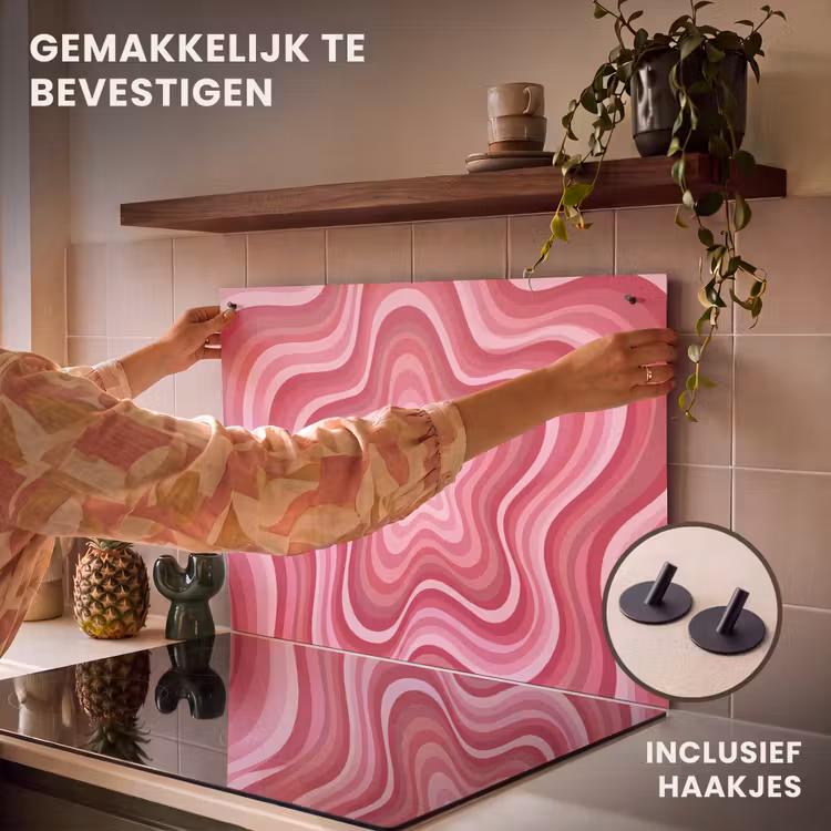 Ster - Golvend - Abstract - Roze Inductie beschemer met haakjes klein -ky-ophangen-nl