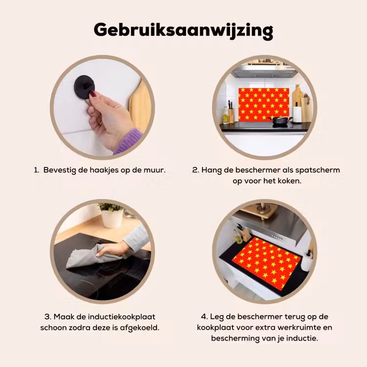Ster - Patroon - Geel Inductie beschemer met haakjes klein 777 -ky-gebruik-nl