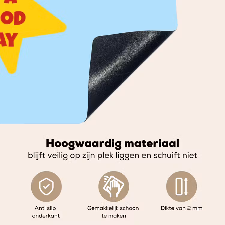 Ster - Today is a good day - Blauw Inductie beschemer met haakjes klein -ky-onderkant-nl