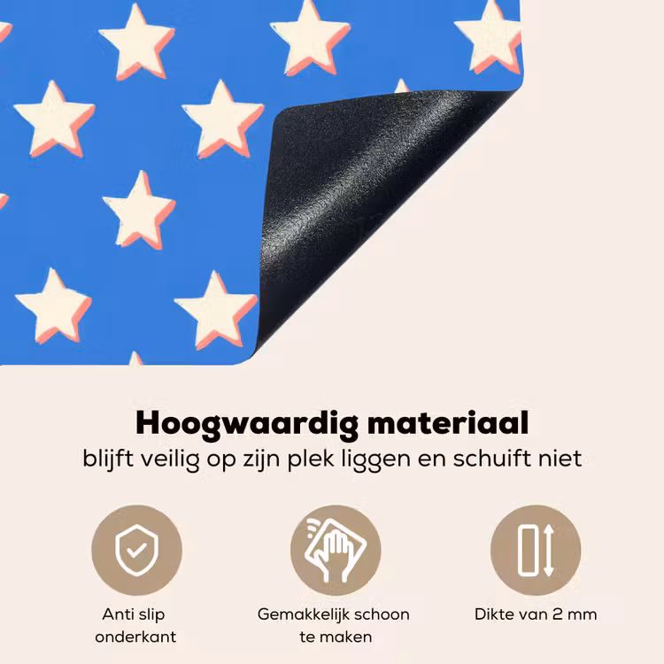 Sterren - Patroon - Blauw Inductie beschemer met haakjes klein 777 -ky-onderkant-nl