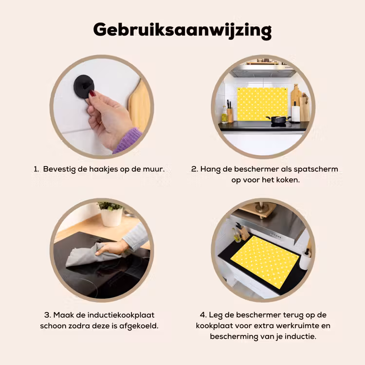 Sterren - Patroon - Minimalistisch - Geel Inductie beschemer met haakjes klein 777 -ky-gebruik-nl