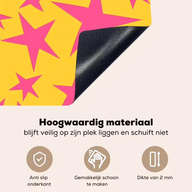 Sterren - Patroon - Roze - Geel Inductie beschemer met haakjes klein 777 -ky-onderkant-nl