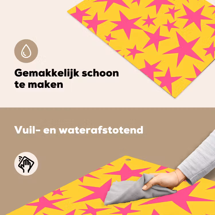 Sterren - Patroon - Roze - Geel Inductie beschemer met haakjes klein 777 -ky-schoon-nl