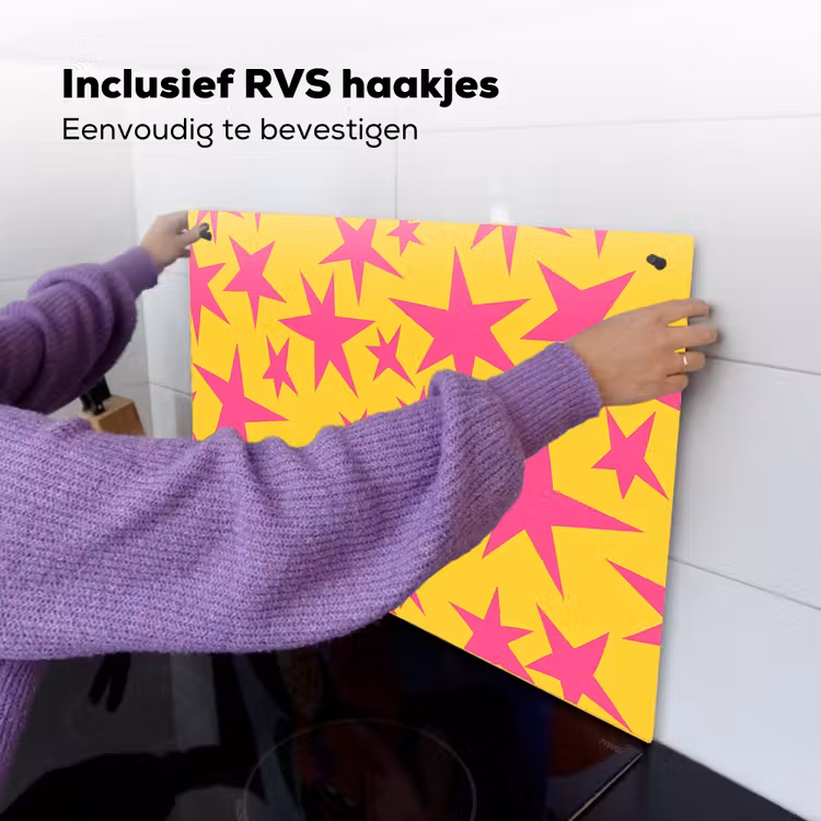 Sterren - Patroon - Roze - Geel Inductie beschemer met haakjes klein 777 -ky-ophangen-nl
