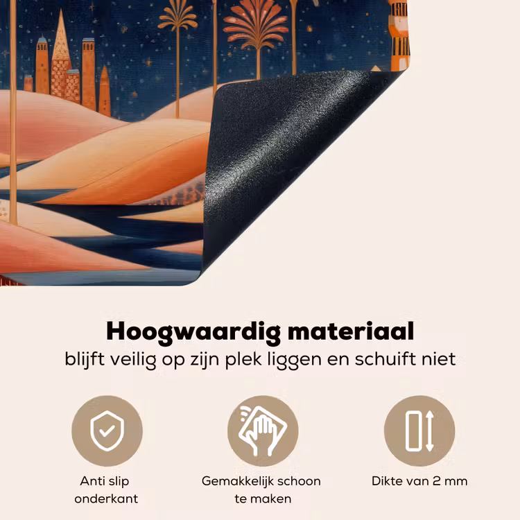 Sterrenhemel - Palmen - Rivier Inductie beschemer met haakjes middel -ky-onderkant-nl