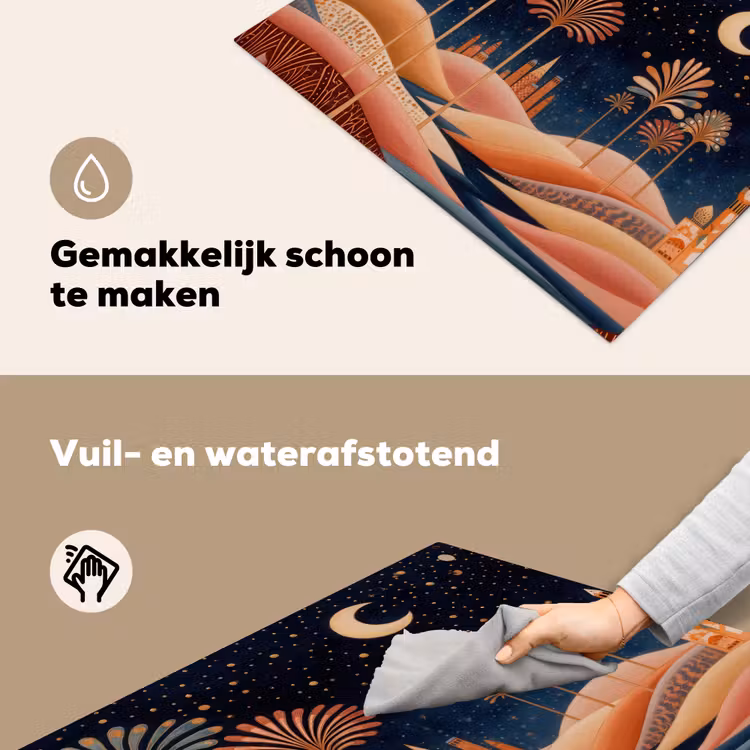 Sterrenhemel - Palmen - Rivier Inductie beschemer met haakjes middel -ky-schoon-nl